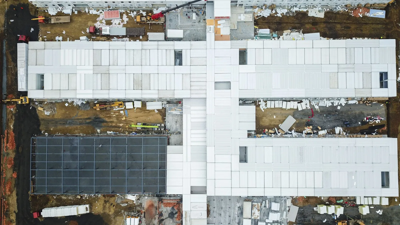 Active construction site from above